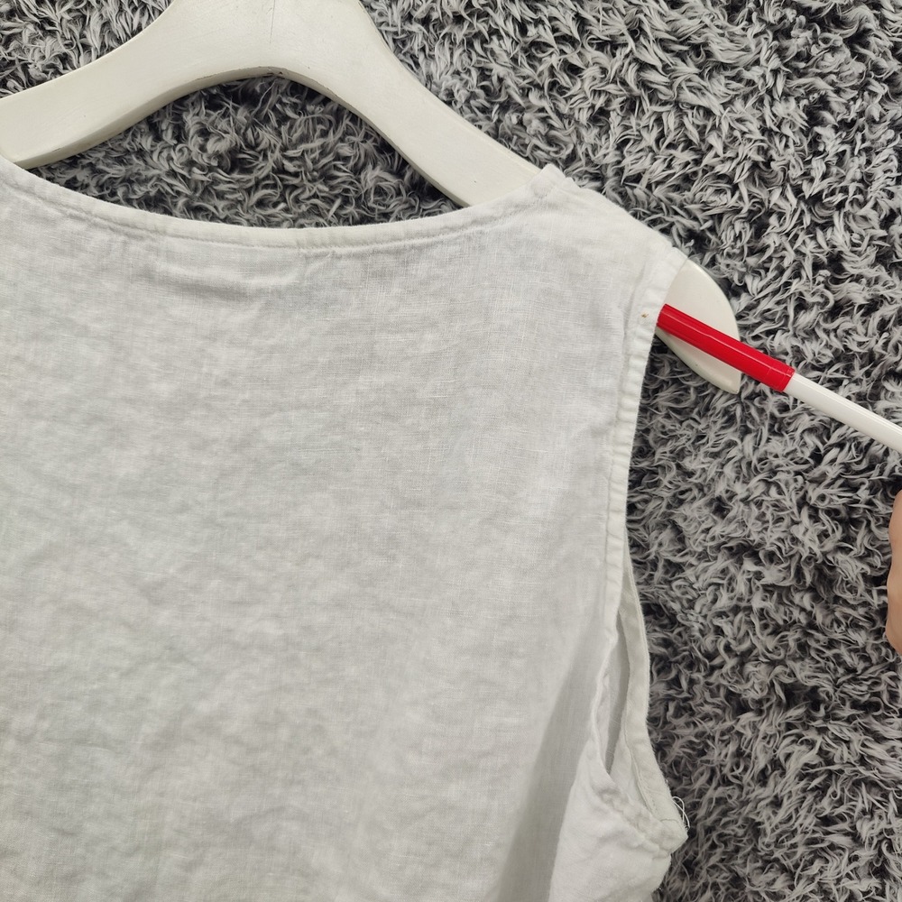 Bryn Walker Womens Lagenlook Coastal 100% Linen Tank Top L White Sleeveless Airy - Picture 7 of 16